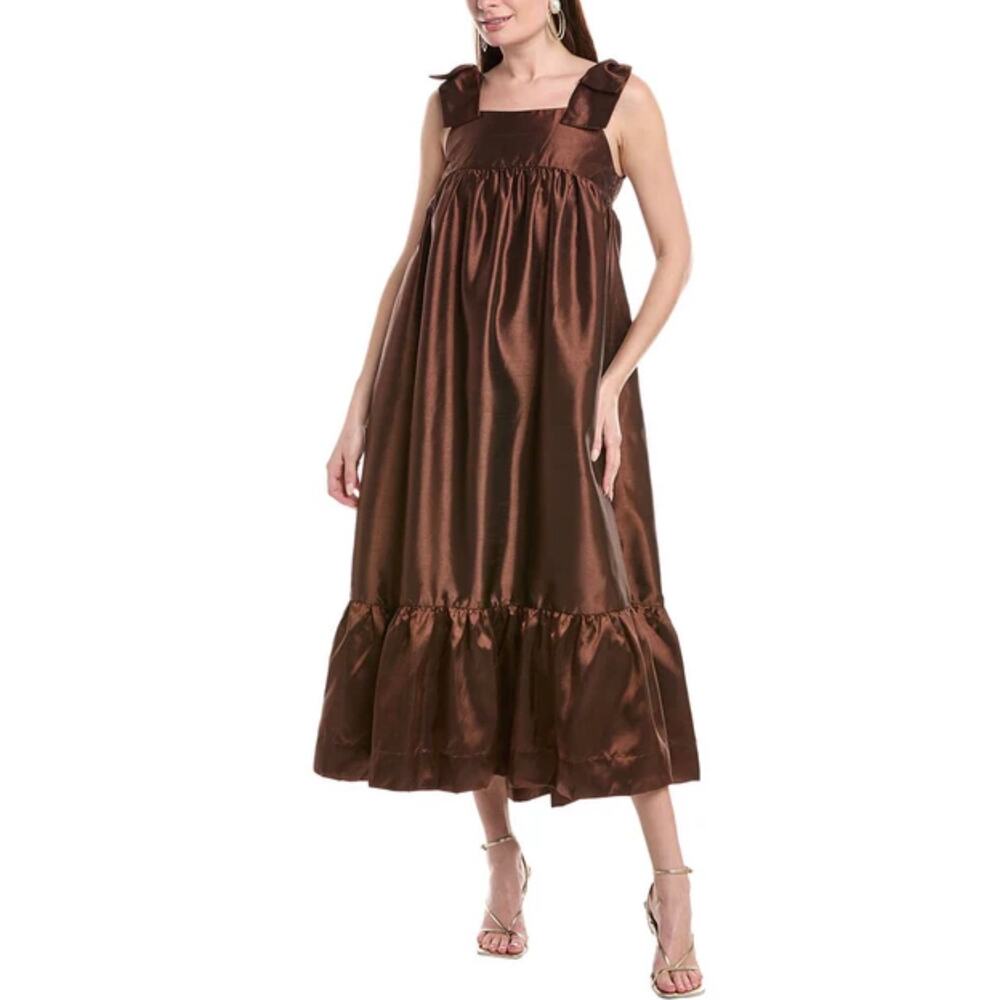 Kathleen Maeve Tinsley Midi Dress Smocked‎ Top Espresso Brown, Medium